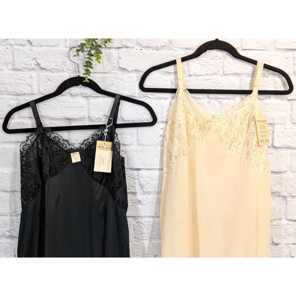 NWT LOT 2!💋Vntg Deena 36 Full Slip Dress Lingerie Tricot Nylon Primavera Aikman